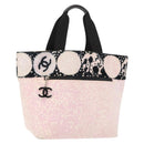 CHANEL High Summer Tote Bag Canvas Pink Silver CC Auth 151080-1