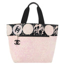 CHANEL High Summer Tote Bag Canvas Pink Silver CC Auth 151080-2