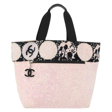 CHANEL High Summer Tote Bag Canvas Pink Silver CC Auth 151080 - 0
