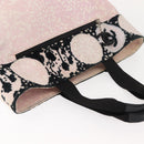 CHANEL High Summer Tote Bag Canvas Pink Silver CC Auth 151080-6