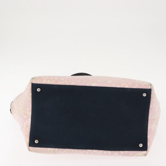 CHANEL High Summer Tote Bag Canvas Pink Silver CC Auth 151080