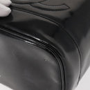 CHANEL COCO Mark Vanity Cosmetic Pouch Patent leather Black Gold CC Auth 151138-12