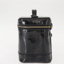 CHANEL COCO Mark Vanity Cosmetic Pouch Patent leather Black Gold CC Auth 151138-4