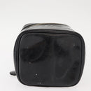 CHANEL COCO Mark Vanity Cosmetic Pouch Patent leather Black Gold CC Auth 151138-9