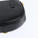 Salvatore Ferragamo Chain Gancini Shoulder Bag Leather Black Gold Auth 151140-13