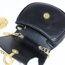 Salvatore Ferragamo Chain Gancini Shoulder Bag Leather Black Gold Auth 151140-15