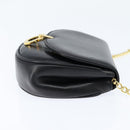 Salvatore Ferragamo Chain Gancini Shoulder Bag Leather Black Gold Auth 151140-5