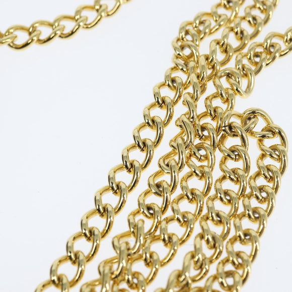 Salvatore Ferragamo Chain Gancini Shoulder Bag Leather Black Gold Auth 151140