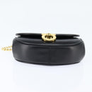 Salvatore Ferragamo Chain Gancini Shoulder Bag Leather Black Gold Auth 151140-9
