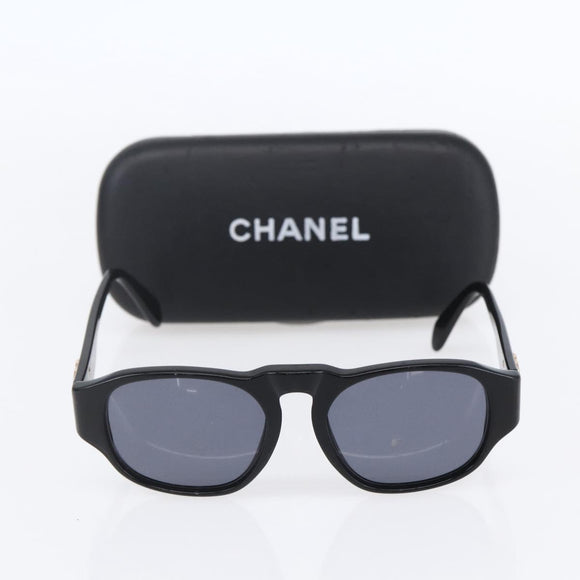 CHANEL COCO Mark Sunglasses plastic Black 01452 94305 CC Auth 151143