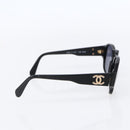 CHANEL COCO Mark Sunglasses plastic Black 01452 94305 CC Auth 151143-4