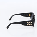 CHANEL COCO Mark Sunglasses plastic Black CC Auth 151144-4