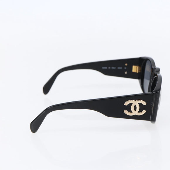 CHANEL COCO Mark Sunglasses plastic Black CC Auth 151144