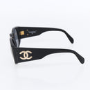 CHANEL COCO Mark Sunglasses plastic Black CC Auth 151144-5