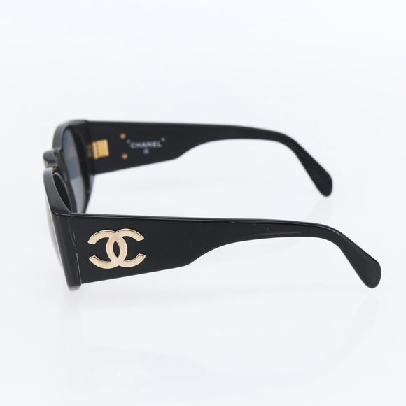 CHANEL COCO Mark Sunglasses plastic Black CC Auth 151144