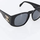 CHANEL COCO Mark Sunglasses plastic Black CC Auth 151144-6