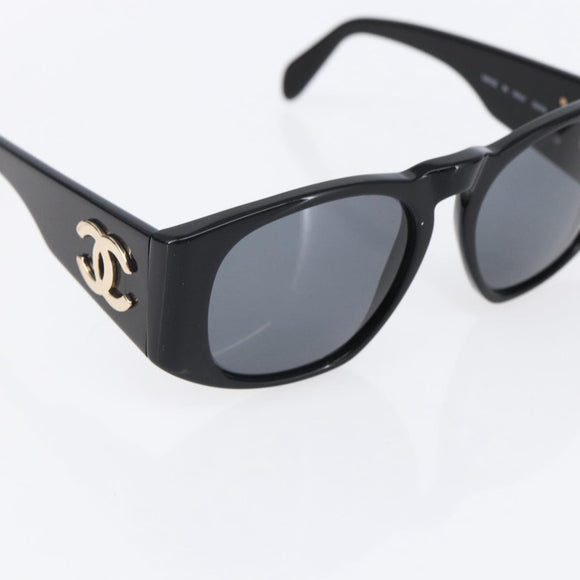 CHANEL COCO Mark Sunglasses plastic Black CC Auth 151144