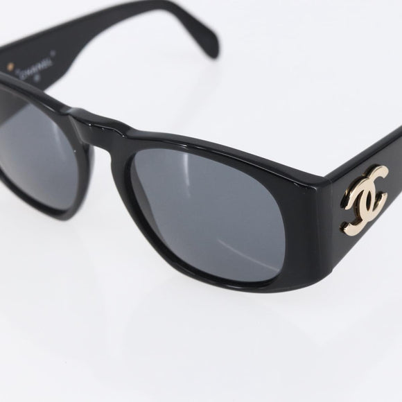 CHANEL COCO Mark Sunglasses plastic Black CC Auth 151144