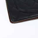 CHANEL Matelasse Long Wallet Lamb Skin Black Silver CC Auth 151173-10