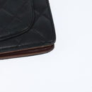 CHANEL Matelasse Long Wallet Lamb Skin Black Silver CC Auth 151173-11
