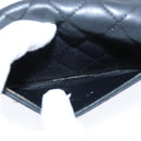 CHANEL Matelasse Long Wallet Lamb Skin Black Silver CC Auth 151173-20