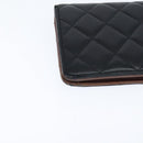 CHANEL Matelasse Long Wallet Lamb Skin Black Silver CC Auth 151173-8