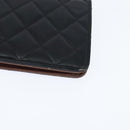 CHANEL Matelasse Long Wallet Lamb Skin Black Silver CC Auth 151173-9