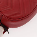 GUCCI GG Marmont Waist Bag Leather Red Gold 476434 Auth 151177M-14