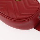 GUCCI GG Marmont Waist Bag Leather Red Gold 476434 Auth 151177M-15