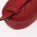 GUCCI GG Marmont Waist Bag Leather Red Gold 476434 Auth 151177M-16