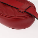 GUCCI GG Marmont Waist Bag Leather Red Gold 476434 Auth 151177M-17