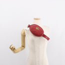 GUCCI GG Marmont Waist Bag Leather Red Gold 476434 Auth 151177M-23