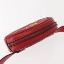 GUCCI GG Marmont Waist Bag Leather Red Gold 476434 Auth 151177M-6