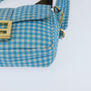 FENDI Mamma Baguette Shoulder Bag Nylon 2way Blue Gold Auth 151178-13