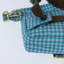 FENDI Mamma Baguette Shoulder Bag Nylon 2way Blue Gold Auth 151178-14