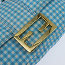 FENDI Mamma Baguette Shoulder Bag Nylon 2way Blue Gold Auth 151178-16