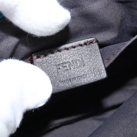 FENDI Mamma Baguette Shoulder Bag Nylon 2way Blue Gold Auth 151178