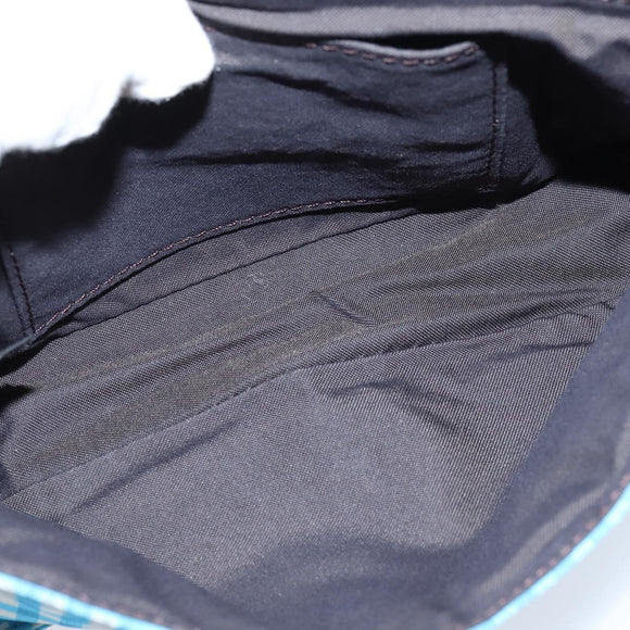 FENDI Mamma Baguette Shoulder Bag Nylon 2way Blue Gold Auth 151178