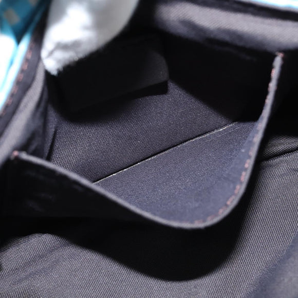 FENDI Mamma Baguette Shoulder Bag Nylon 2way Blue Gold Auth 151178