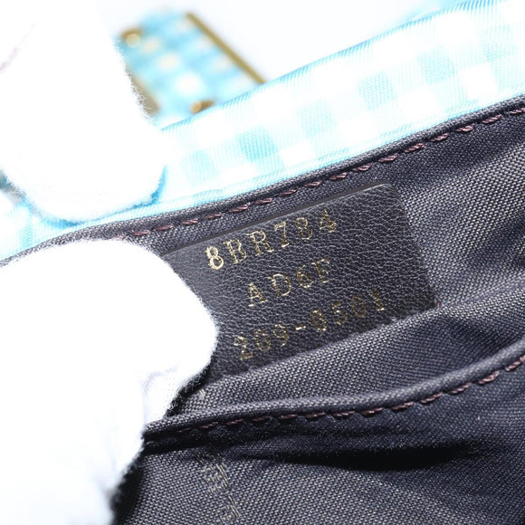 FENDI Mamma Baguette Shoulder Bag Nylon 2way Blue Gold Auth 151178