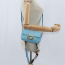 FENDI Mamma Baguette Shoulder Bag Nylon 2way Blue Gold Auth 151178-25