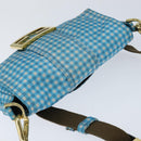 FENDI Mamma Baguette Shoulder Bag Nylon 2way Blue Gold Auth 151178-6