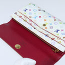 LOUIS VUITTON Multicolor Portefeuille Sarah Long White M93532 LV Auth 151180-8