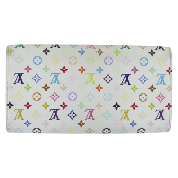 LOUIS VUITTON Multicolor Portefeuille Sarah Long White M93532 LV Auth 151180