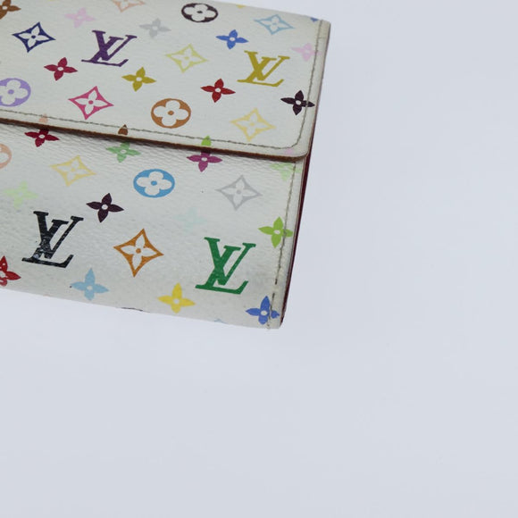 LOUIS VUITTON Multicolor Portefeuille Sarah Long White M93532 LV Auth 151180