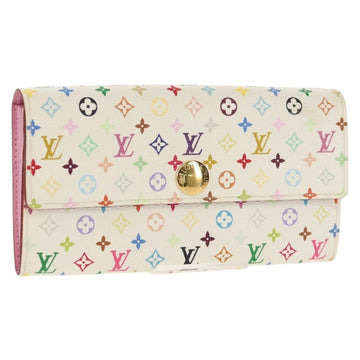 LOUIS VUITTON Multicolor Portefeuille Sarah Long White M93532 LV Auth 151181V
