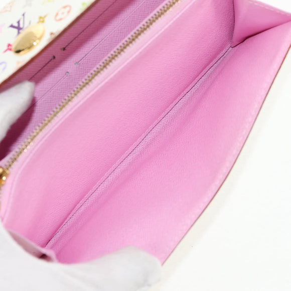 LOUIS VUITTON Multicolor Portefeuille Sarah Long White M93532 LV Auth 151181V