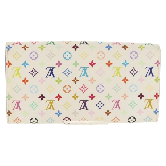 LOUIS VUITTON Multicolor Portefeuille Sarah Long White M93532 LV Auth 151181V