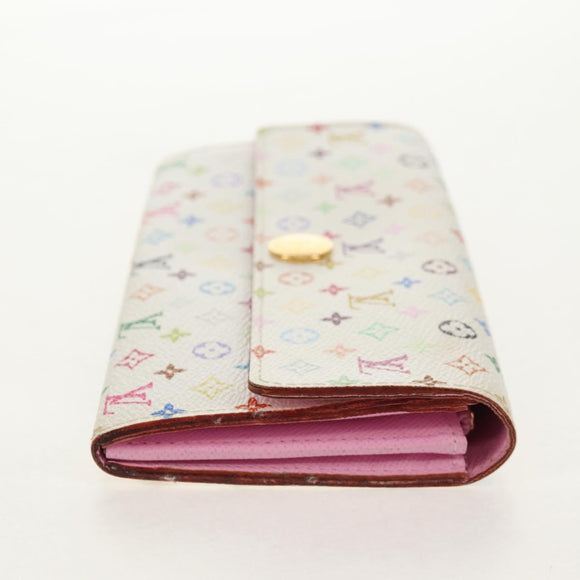 LOUIS VUITTON Multicolor Portefeuille Sarah Long White M93532 LV Auth 151181V