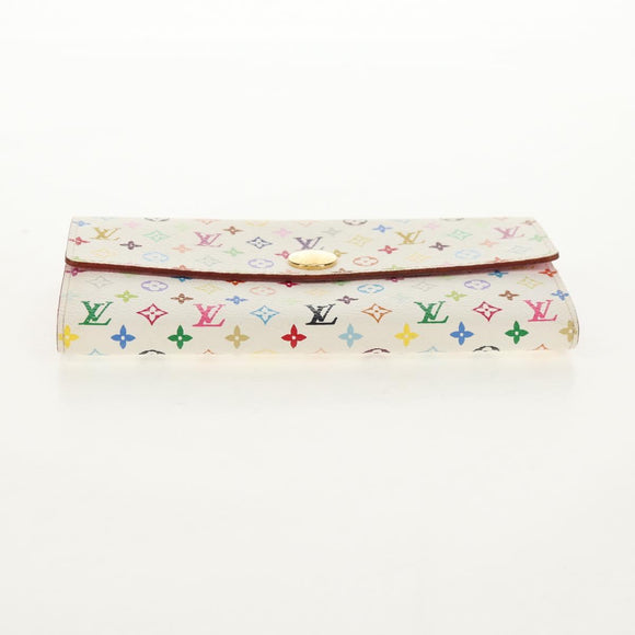 LOUIS VUITTON Multicolor Portefeuille Sarah Long White M93532 LV Auth 151181V